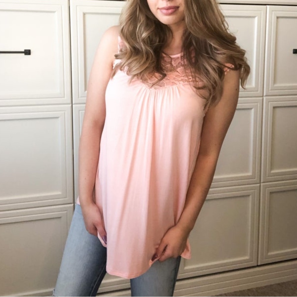 First Look Lace Top Medium Pink